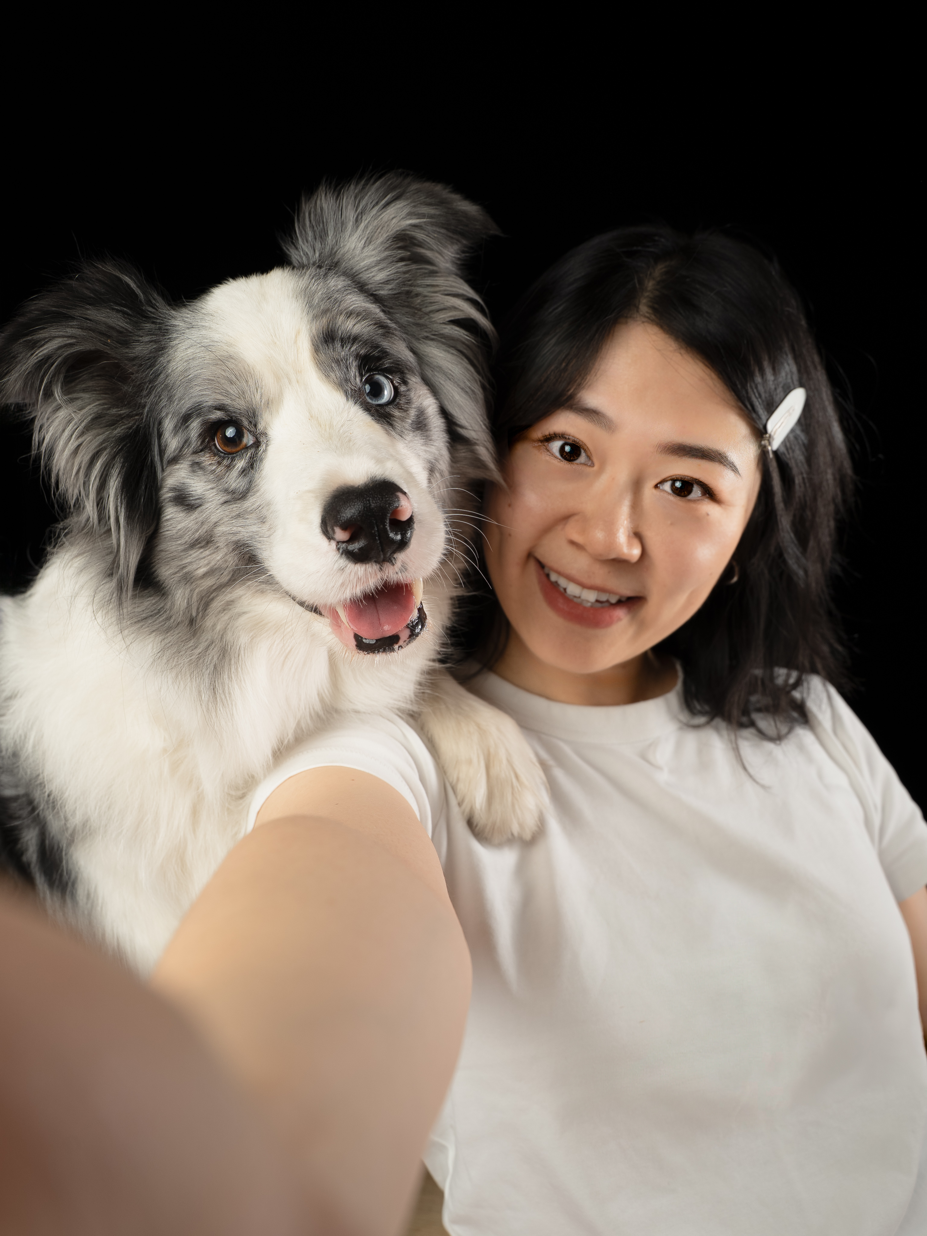 Photographer with her border collie